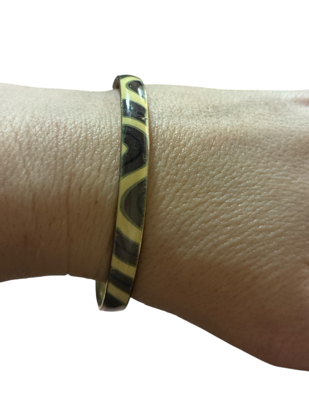J. Crew Cream and Gray Resin Bangle Bracelet